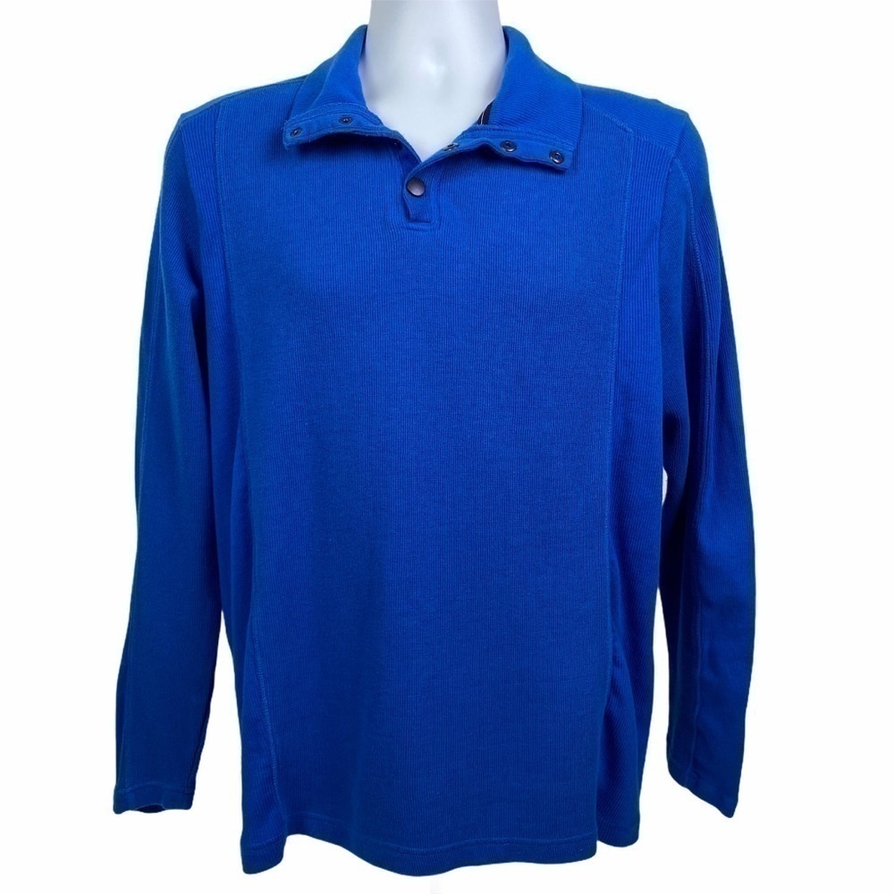 Alfani 4-Snap Collared Sweater Men's Medium Blue Long Sleeve Pullover